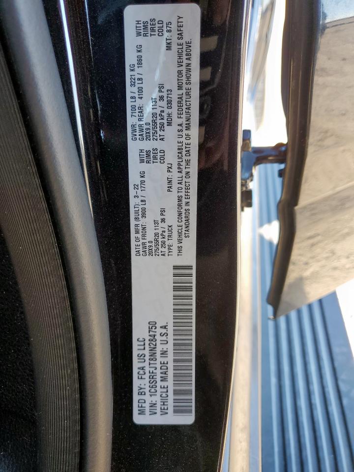 2022 Ram 1500 Laramie VIN: 1C6SRFJT8NN284750 Lot: 82381745