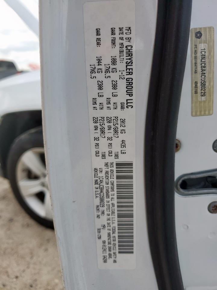 2012 Jeep Compass Sport VIN: 1C4NJCBA4CD580229 Lot: 90145965