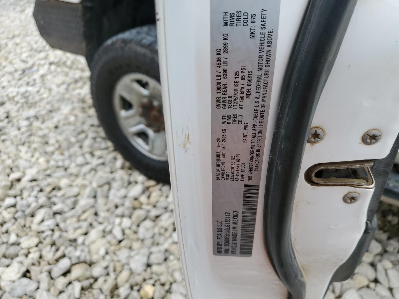 2020 Ram 2500 Tradesman VIN: 3C6UR5HJ0LG185112 Lot: 90075625