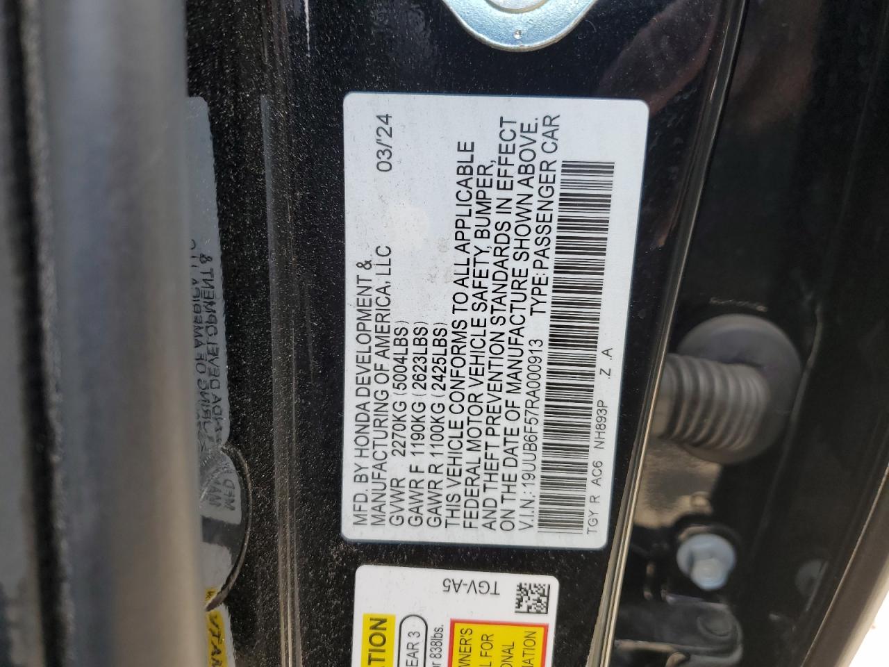 2024 Acura Tlx A-Spec VIN: 19UUB6F57RA000913 Lot: 90902385