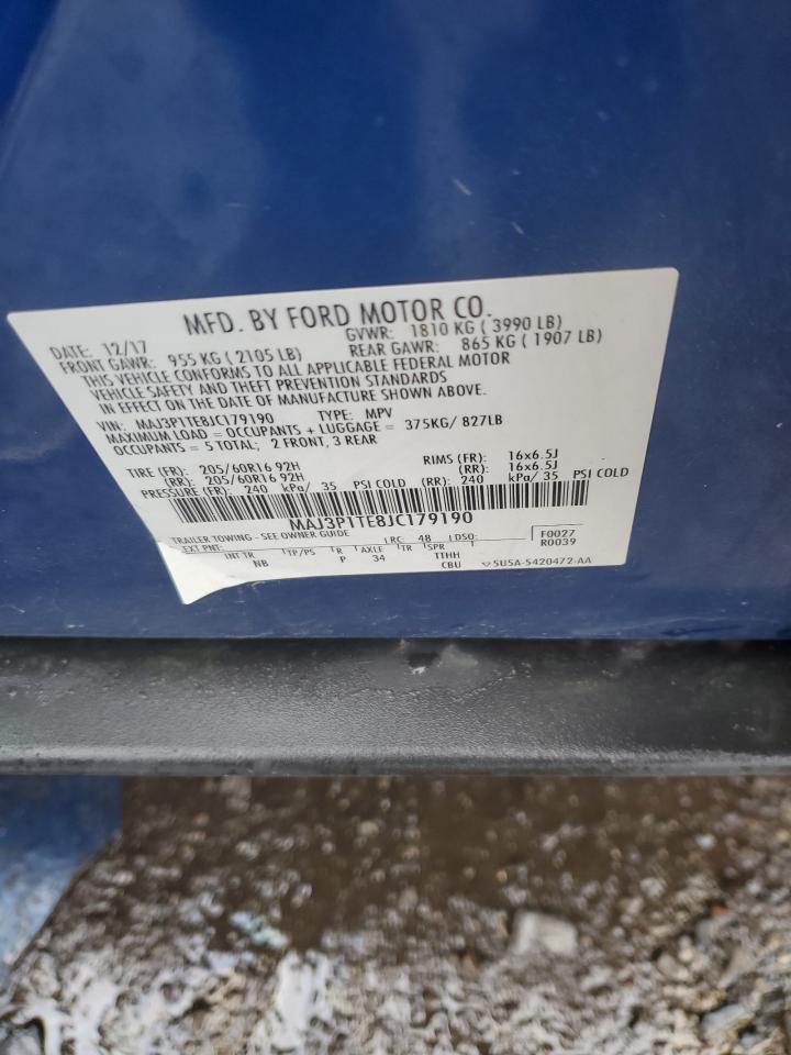 2018 Ford Ecosport Se VIN: MAJ3P1TE8JC179190 Lot: 90086355