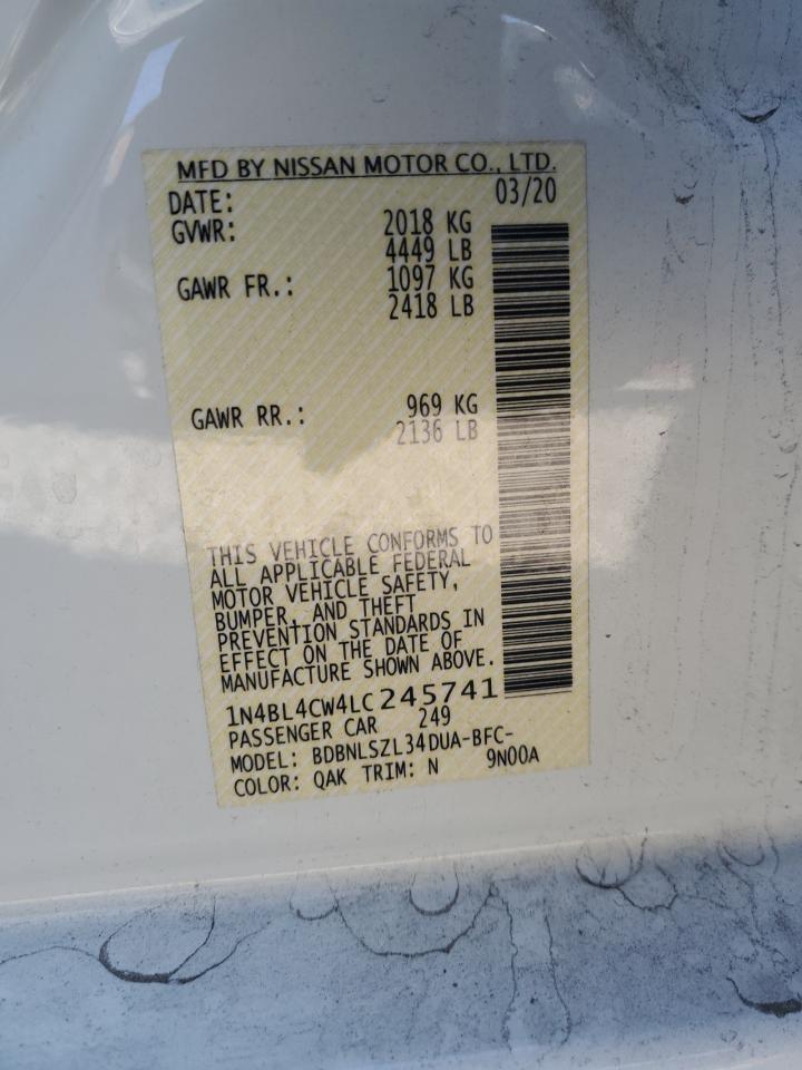 2020 Nissan Altima Sr VIN: 1N4BL4CW4LC245741 Lot: 82002775