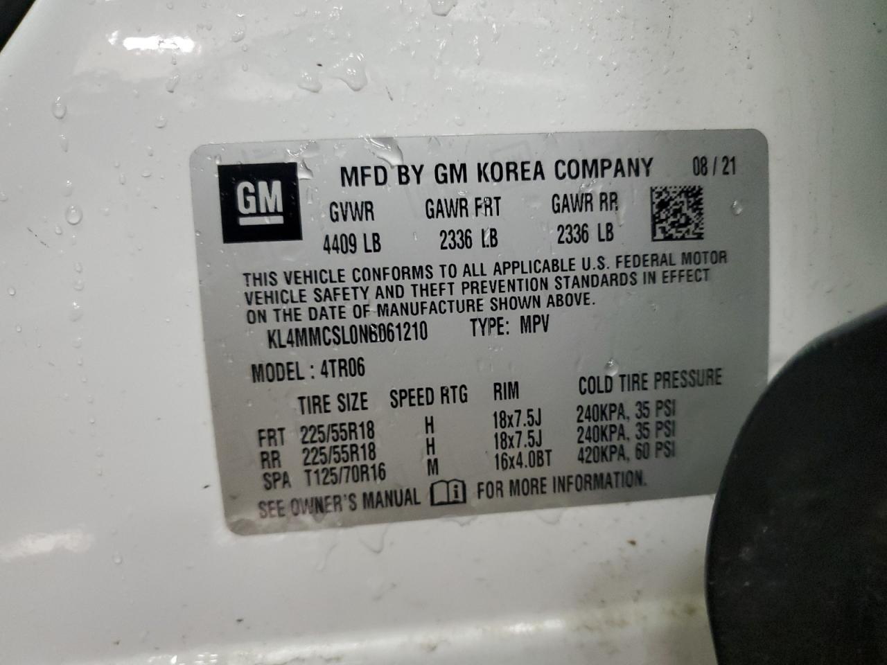 2022 Buick Encore Gx Preferred VIN: KL4MMCSL0NB061210 Lot: 90241865