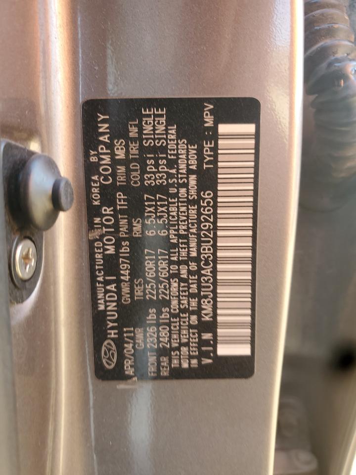 2011 Hyundai Tucson Gls VIN: KM8JU3AC3BU292656 Lot: 84770755