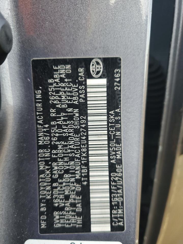 2014 Toyota Camry L VIN: 4T1BF1FK8EU427492 Lot: 86272695