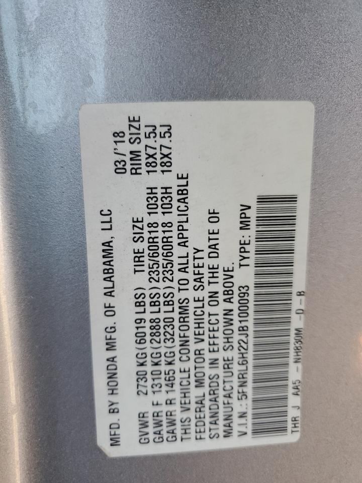 2018 Honda Odyssey Lx VIN: 5FNRL6H22JB100093 Lot: 84522455