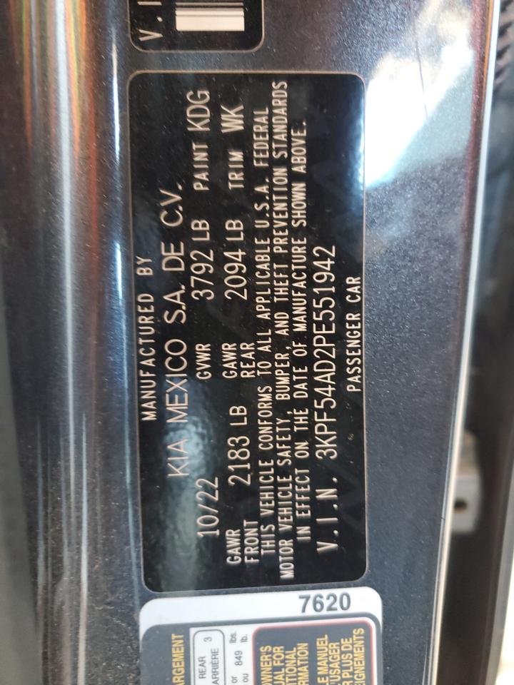 2023 Kia Forte Gt Line VIN: 3KPF54AD2PE551942 Lot: 90641455