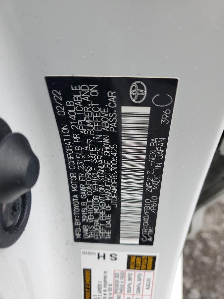 2022 Toyota Corolla Le VIN: JTDEAMDE8N3006425 Lot: 86179275