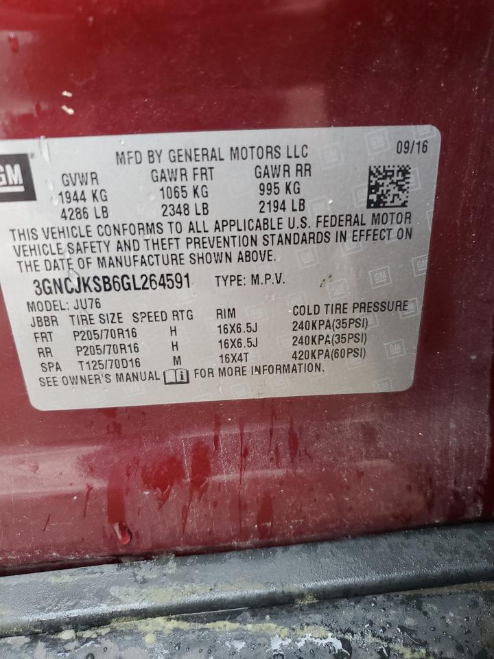 2016 Chevrolet Trax Ls VIN: 3GNCJKSB6GL264591 Lot: 85111155