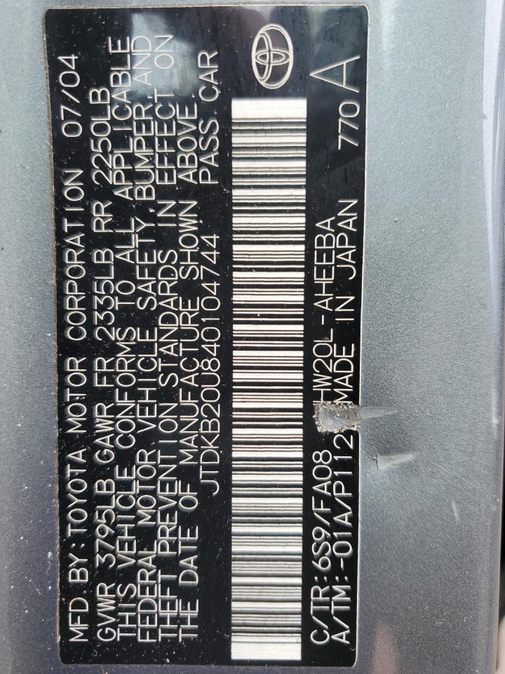 2004 Toyota Prius VIN: JTDKB20U840104744 Lot: 86504495