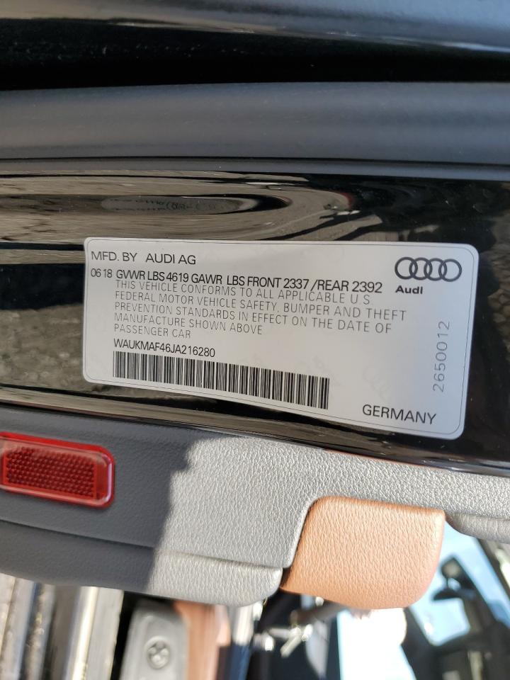 2018 Audi A4 Premium VIN: WAUKMAF46JA216280 Lot: 82378855