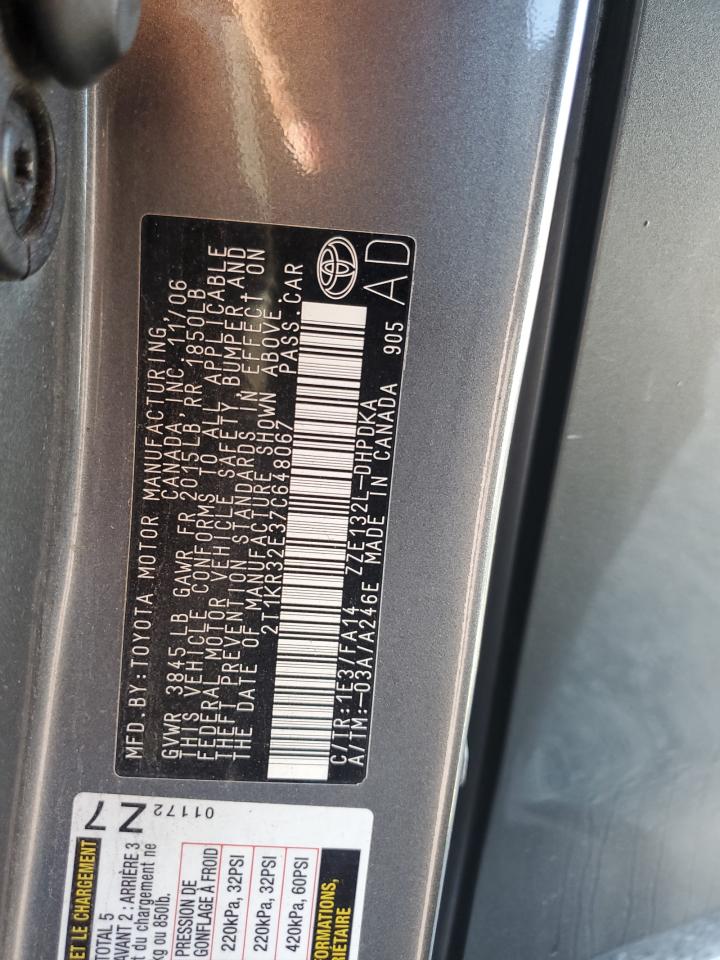 2007 Toyota Corolla Matrix Xr VIN: 2T1KR32E37C648067 Lot: 84652925