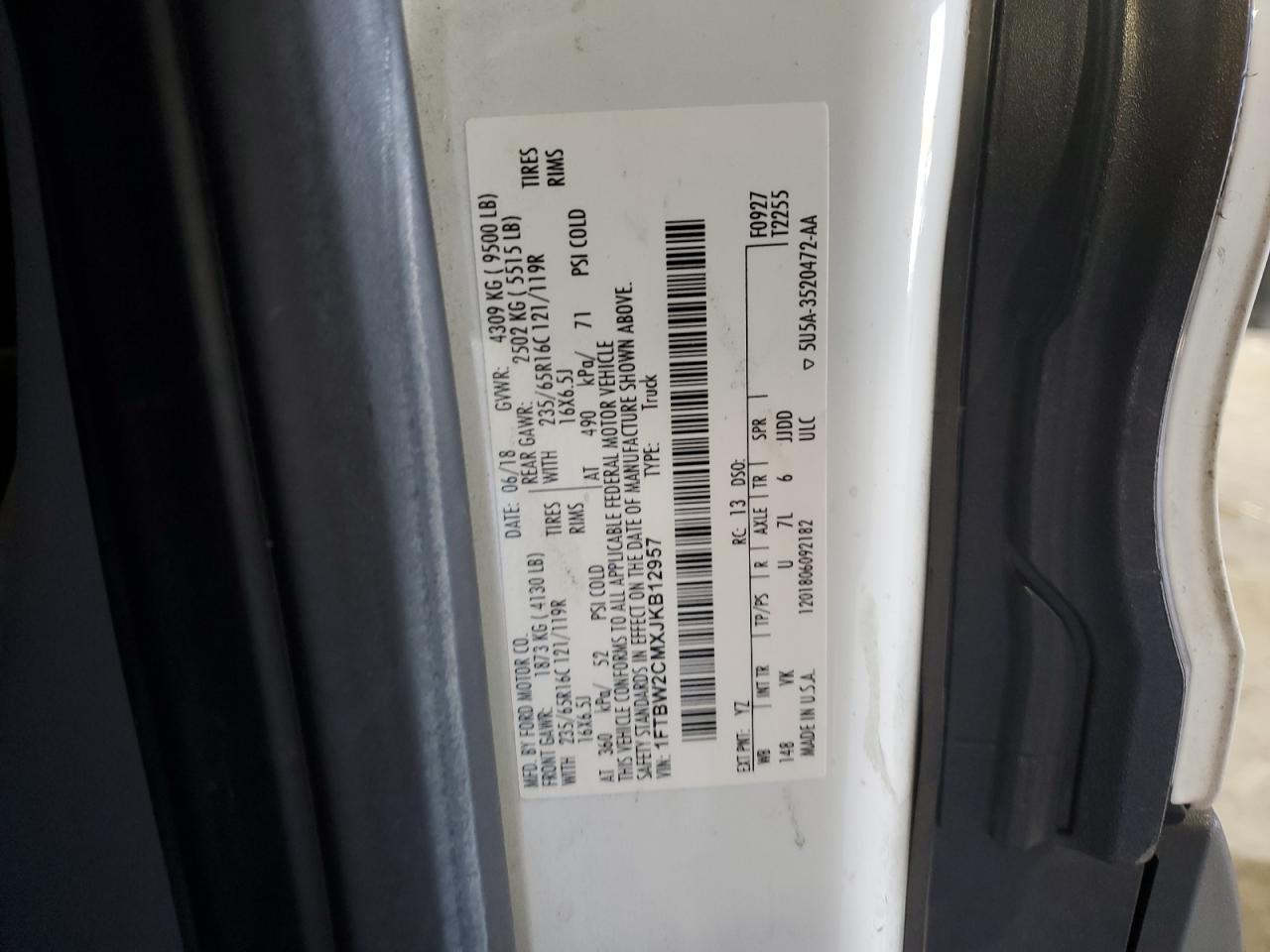 2018 Ford Transit T-350 VIN: 1FTBW2CMXJKB12957 Lot: 85339915