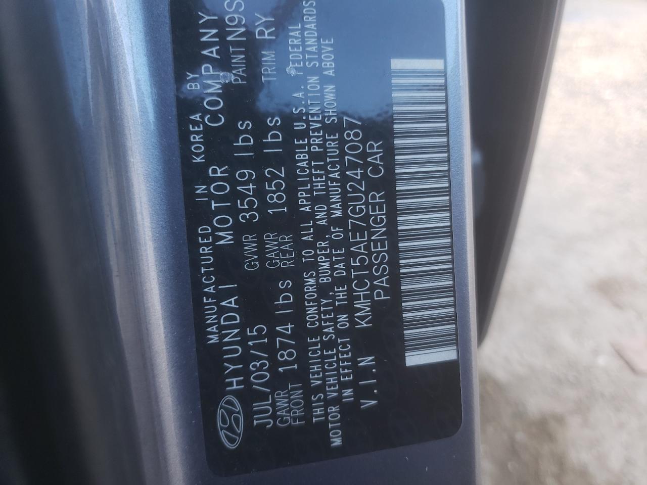2016 Hyundai Accent Se VIN: KMHCT5AE7GU247087 Lot: 86997075