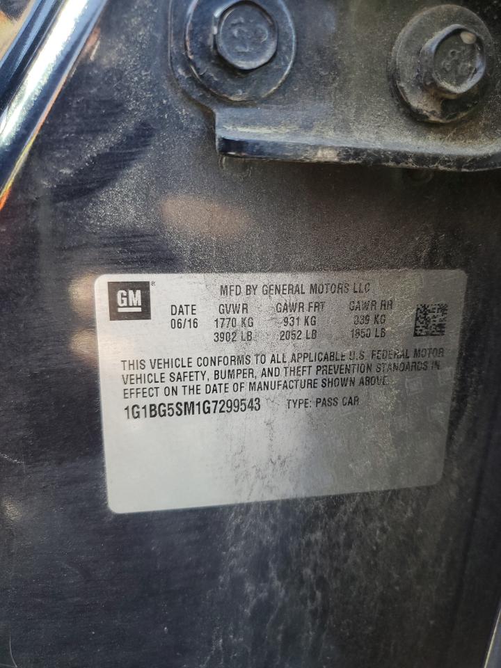2016 Chevrolet Cruze Premier VIN: 1G1BG5SM1G7299543 Lot: 82184465