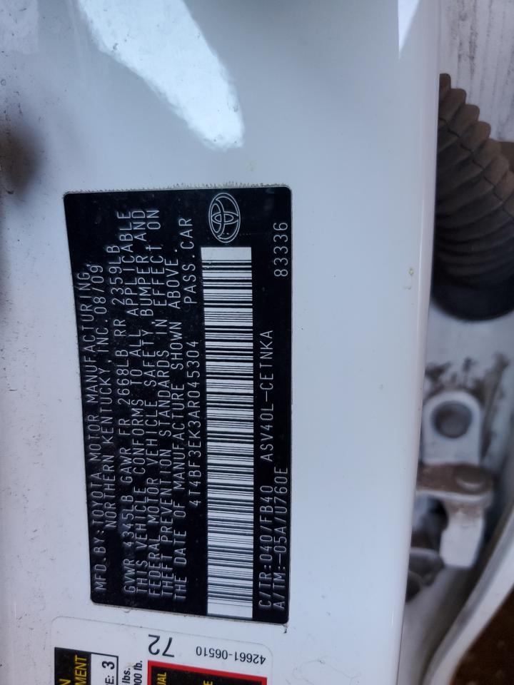 2010 Toyota Camry Base VIN: 4T4BF3EK3AR045304 Lot: 86599755