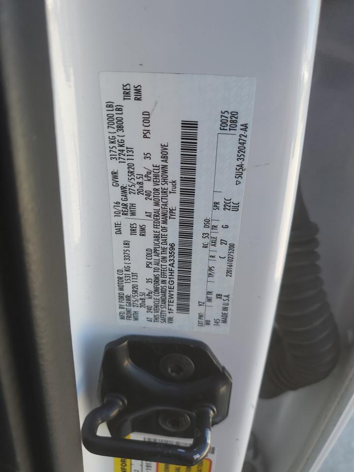 2017 Ford F150 Supercrew VIN: 1FTEW1EG1HFA33596 Lot: 87235335