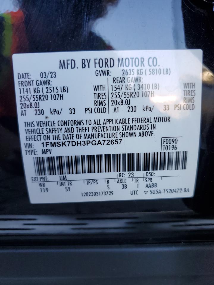 2023 Ford Explorer Xlt VIN: 1FMSK7DH3PGA72657 Lot: 82225195