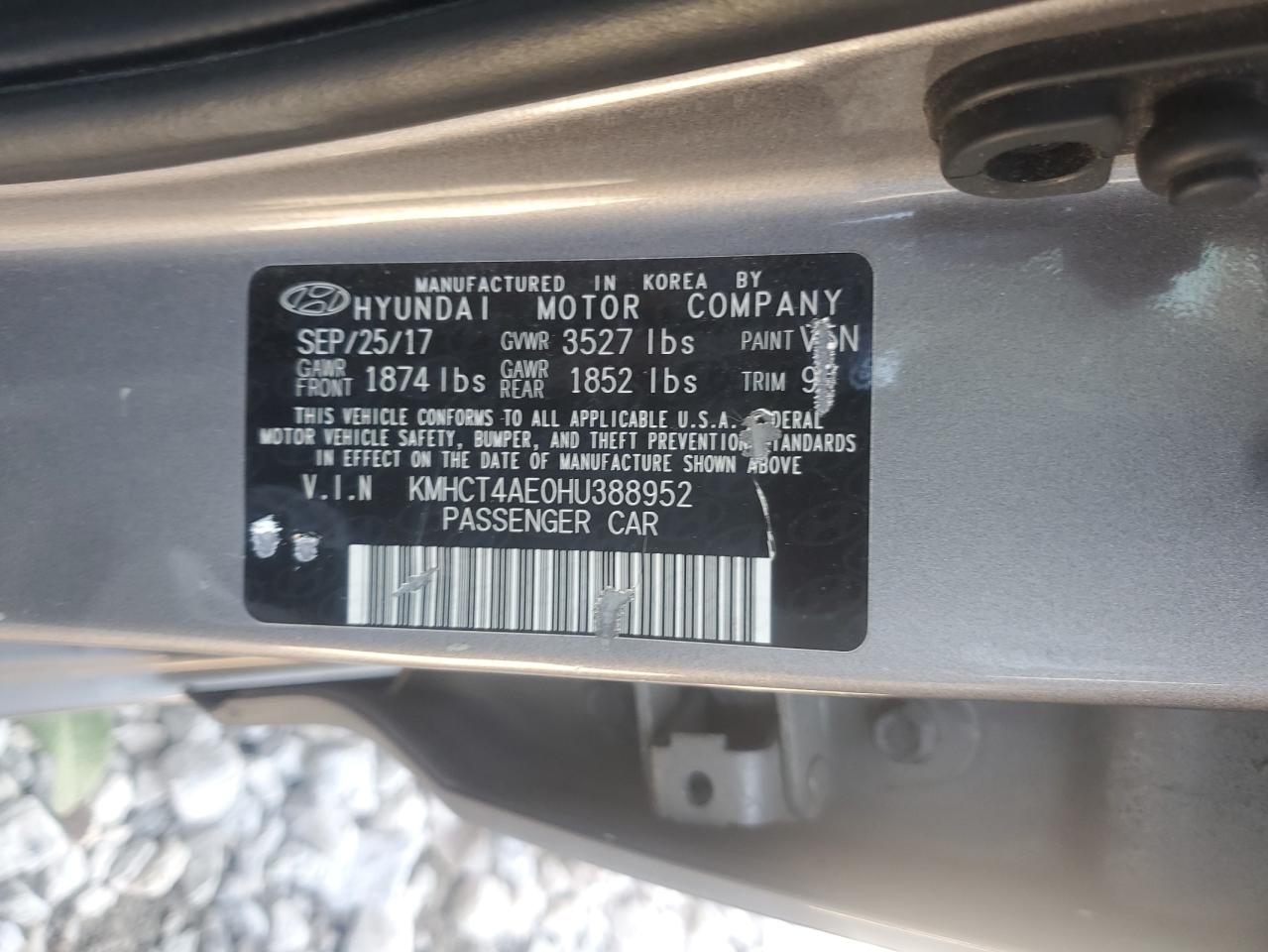 2017 Hyundai Accent Se VIN: KMHCT4AE0HU388952 Lot: 84889685