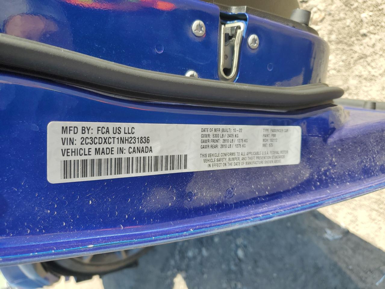 2022 Dodge Charger R/T VIN: 2C3CDXCT1NH231836 Lot: 82602555