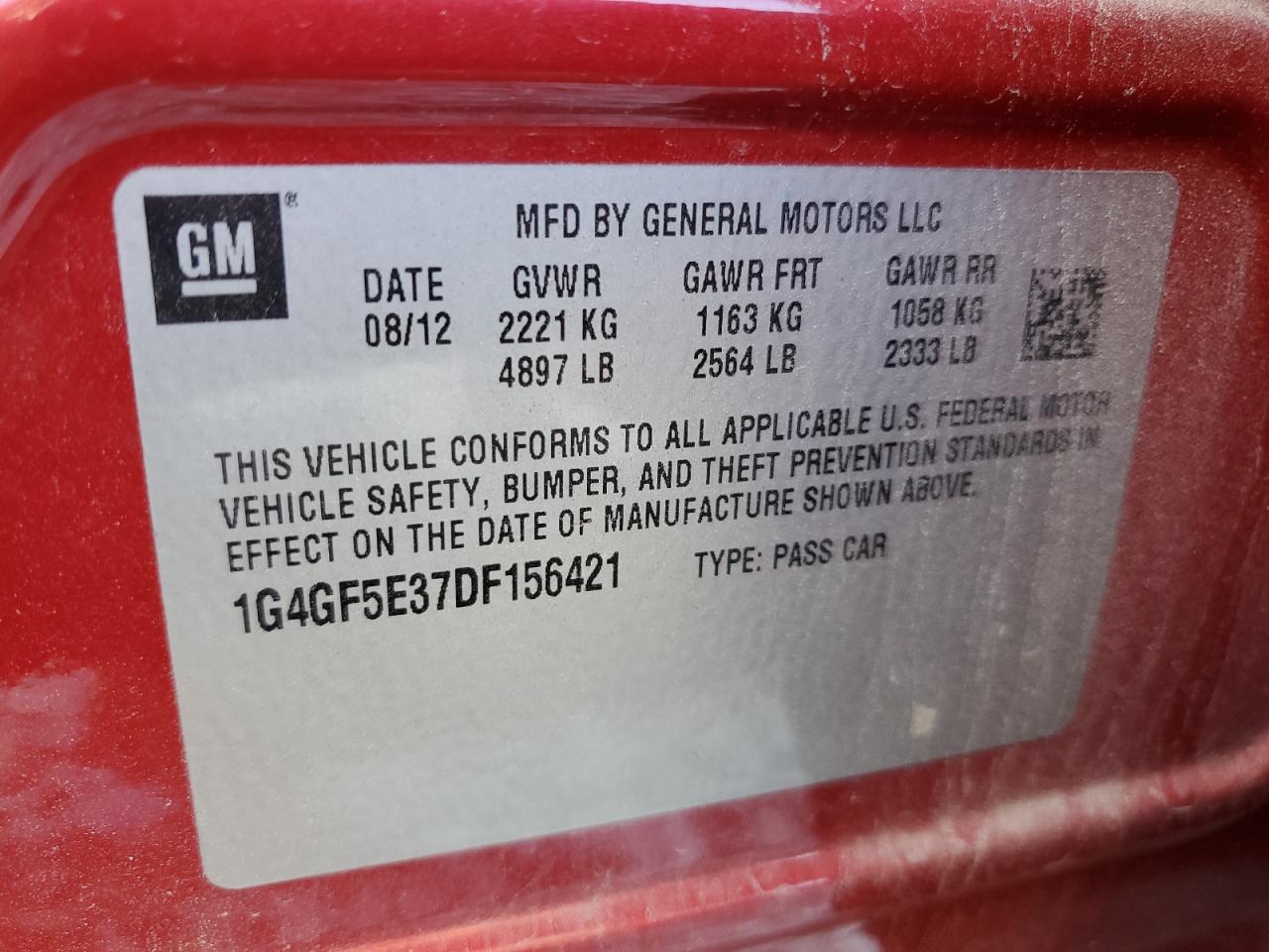 2013 Buick Lacrosse Premium VIN: 1G4GF5E37DF156421 Lot: 82493825