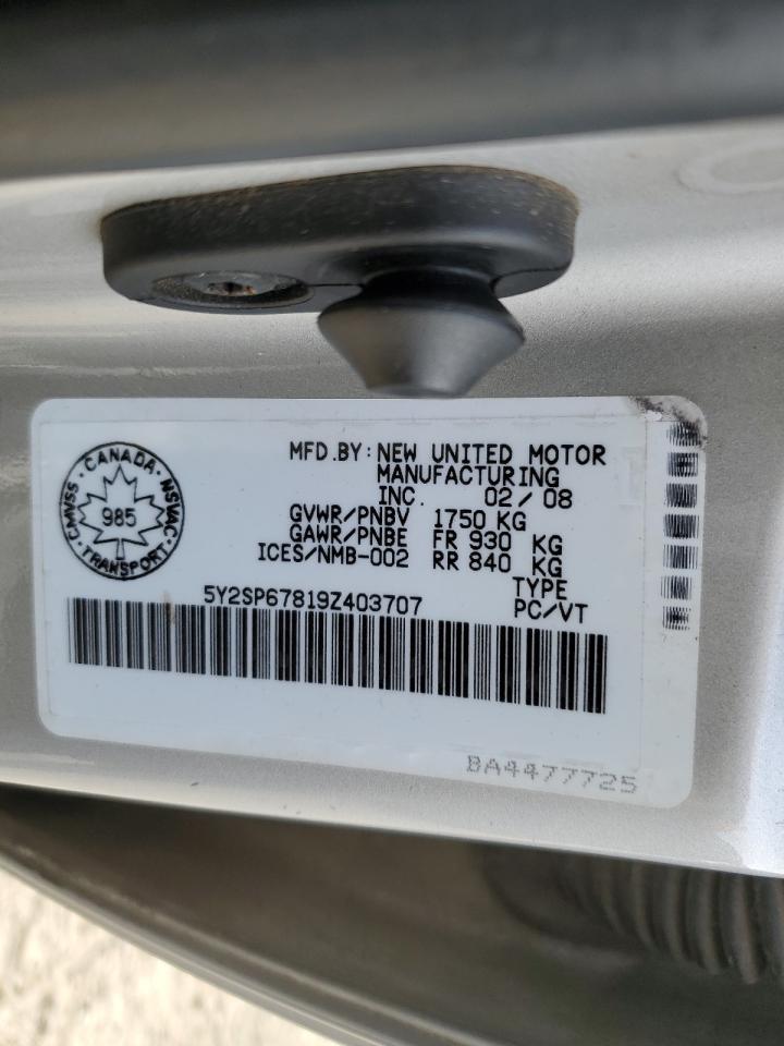 2009 Pontiac Vibe VIN: 5Y2SP67819Z403707 Lot: 86111925