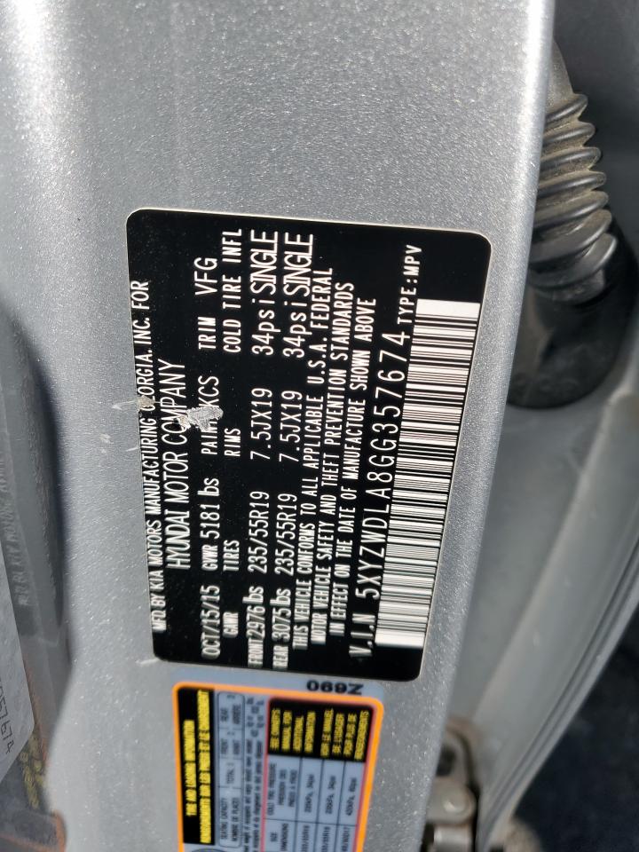 2016 Hyundai Santa Fe Sport VIN: 5XYZWDLA8GG357674 Lot: 84450905