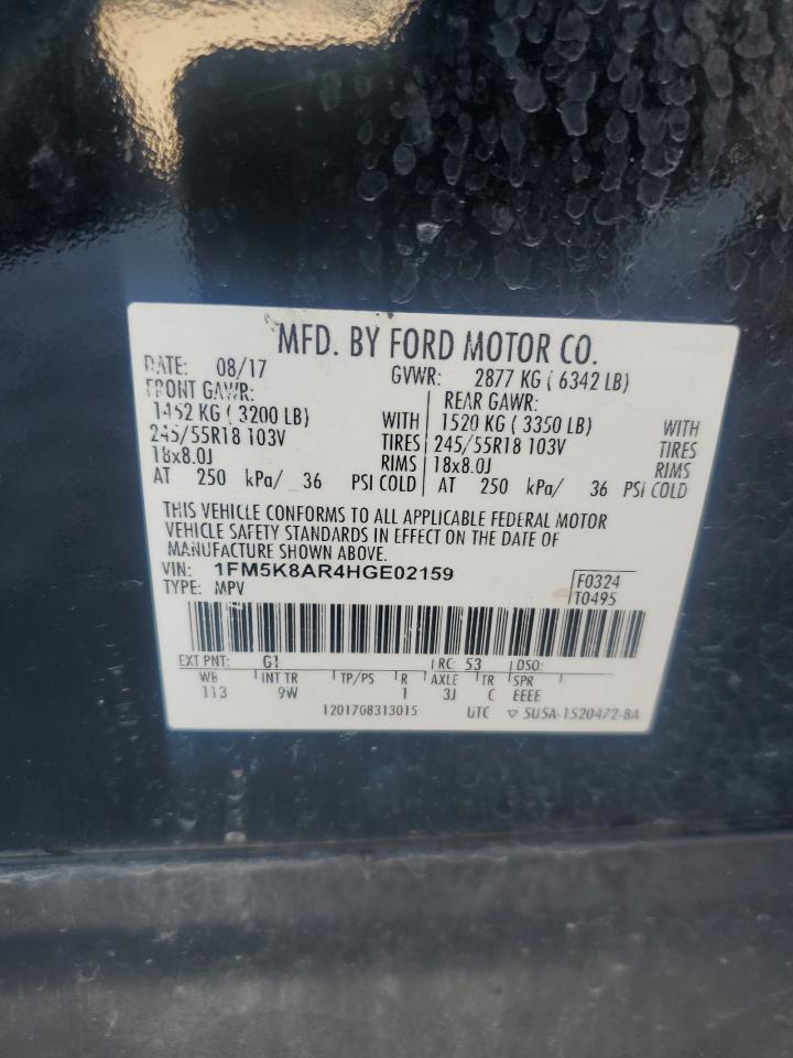 2017 Ford Explorer Police Interceptor VIN: 1FM5K8AR4HGE0215 Lot: 85926955