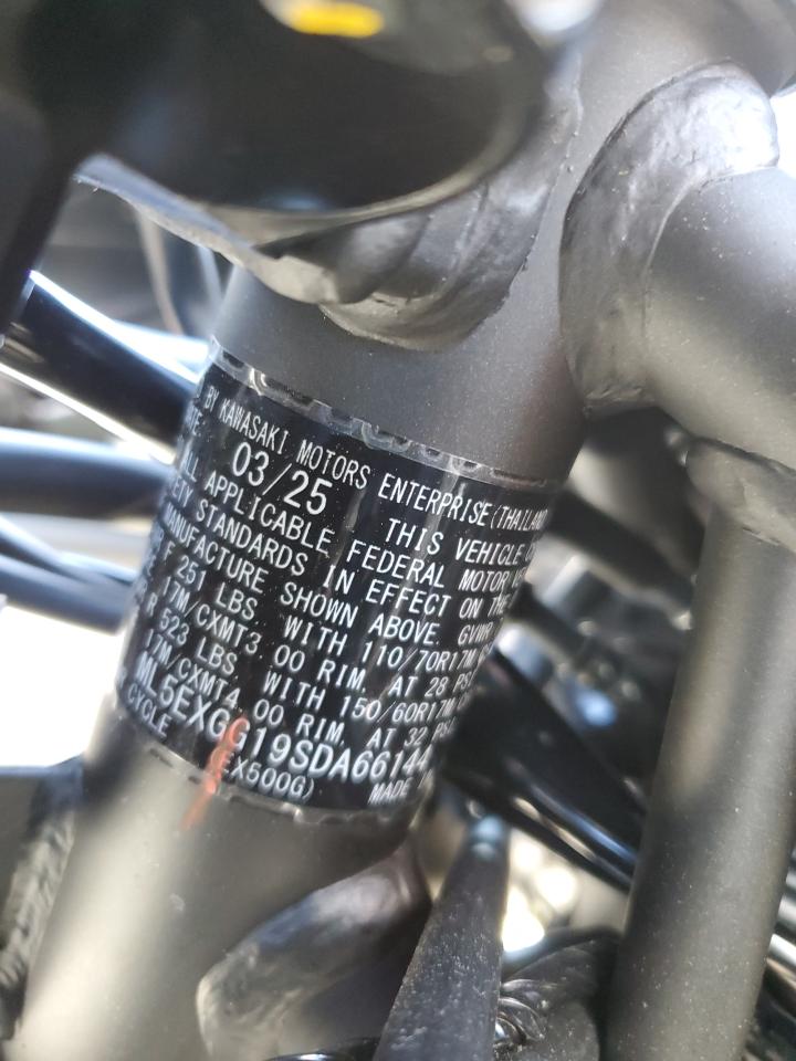 2025 Kawasaki Ex500 VIN: ML5EXGG19SDA66144 Lot: 85715355