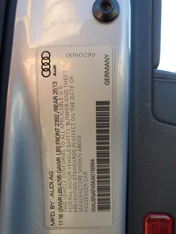 2019 Audi A4 Premium Plus VIN: WAUENAF45KA018964 Lot: 89558715