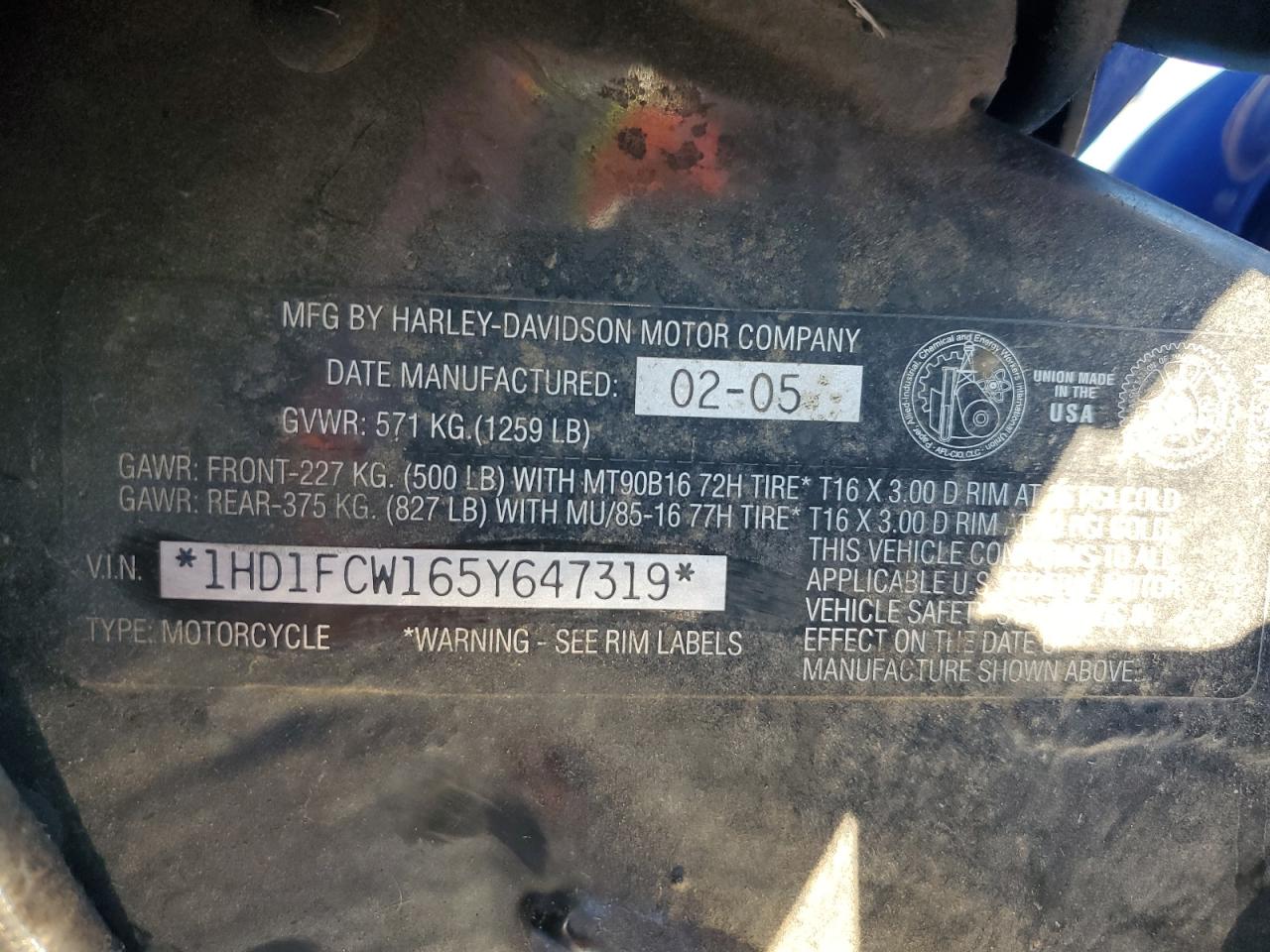 2005 Harley-Davidson Flhtcui VIN: 1HD1FCW165Y647319 Lot: 84769335