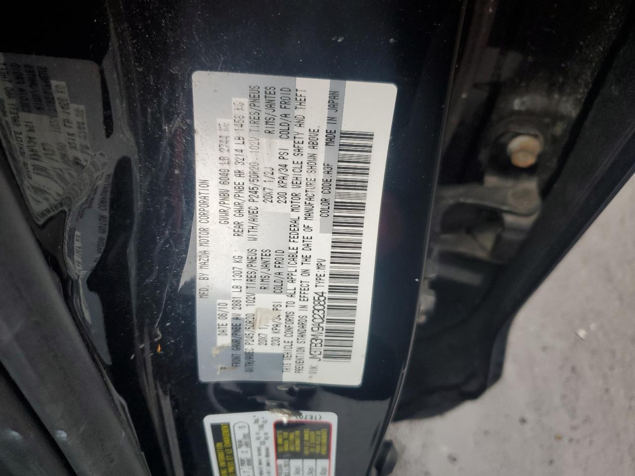 2010 Mazda Cx-9 VIN: JM3TB3MV9A0230854 Lot: 86659645