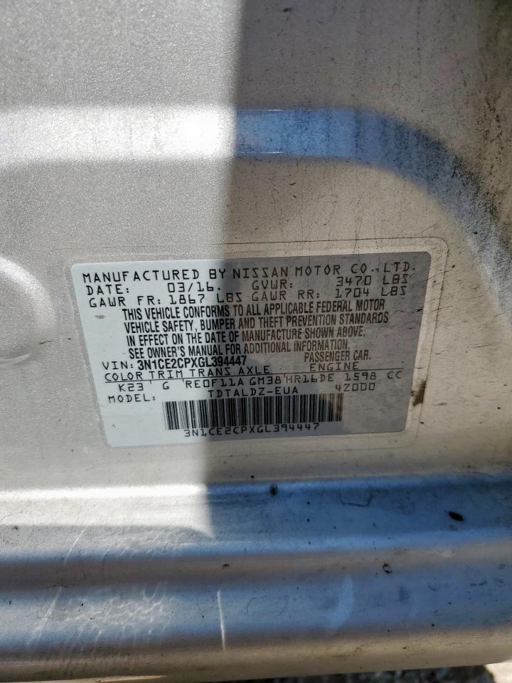 2016 Nissan Versa Note S VIN: 3N1CE2CPXGL394447 Lot: 86137865