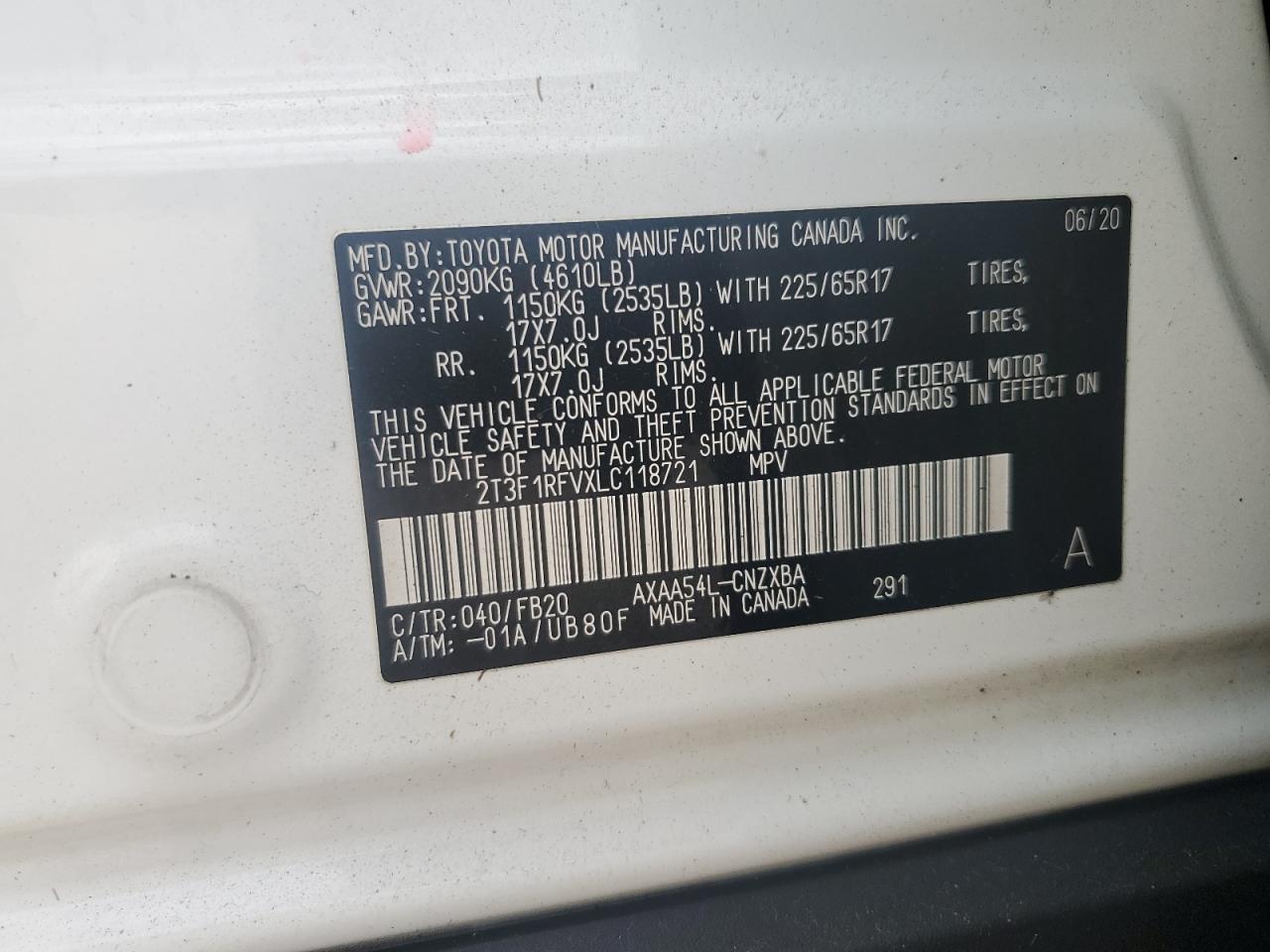 2020 Toyota Rav4 Le VIN: 2T3F1RFVXLC118721 Lot: 86075575