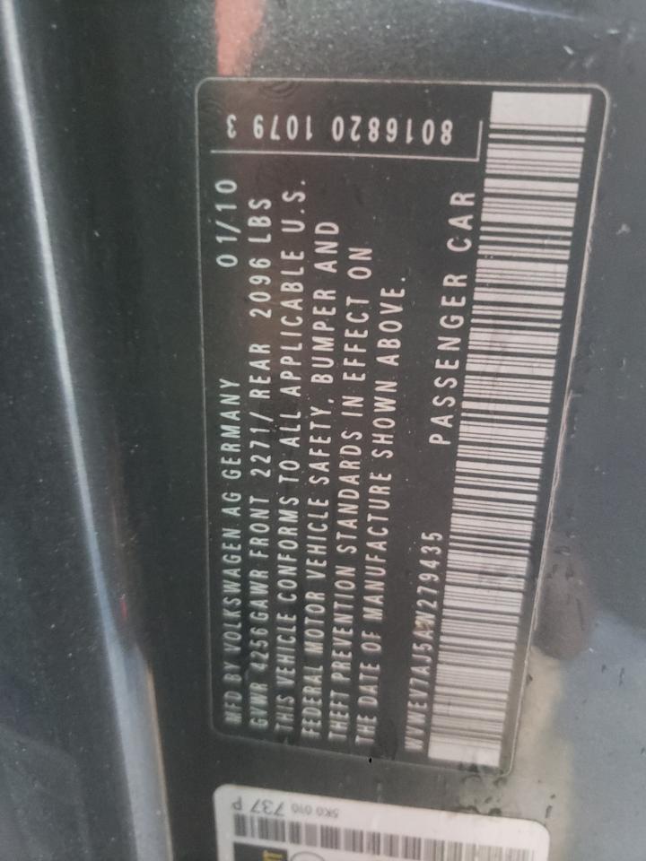 2010 Volkswagen Gti VIN: WVWEV7AJ5AW279435 Lot: 84401875