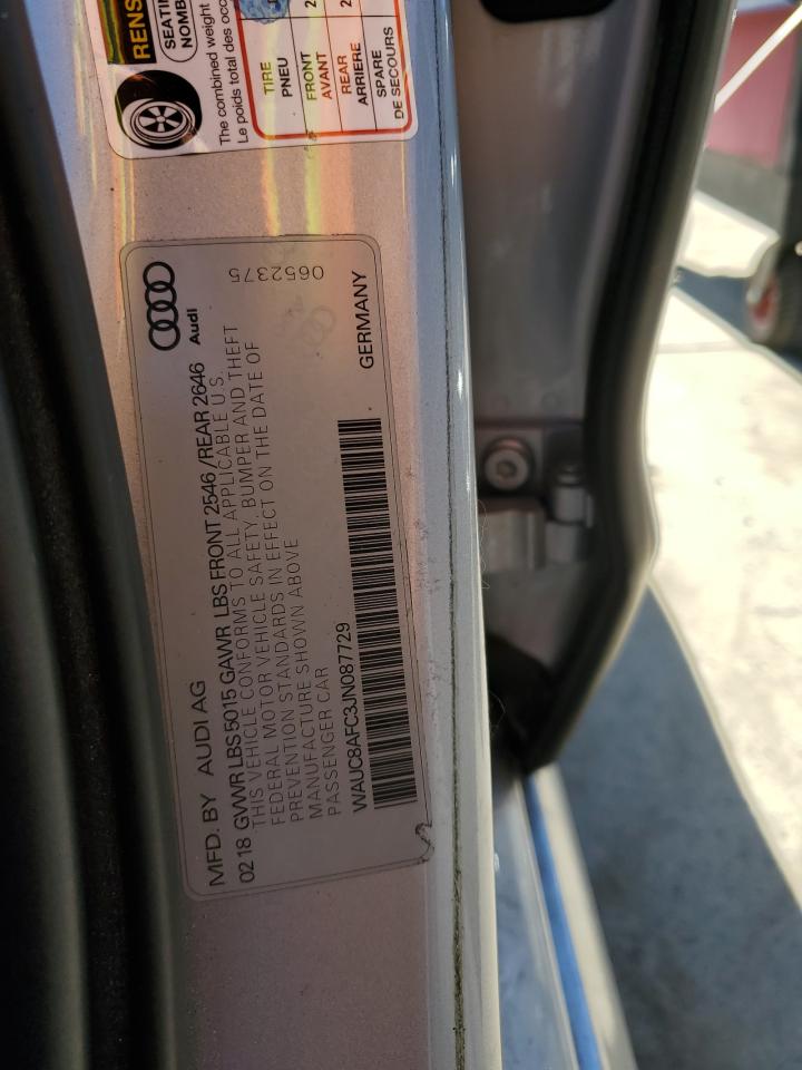 2018 Audi A6 Premium VIN: WAUC8AFC3JN087729 Lot: 85289815