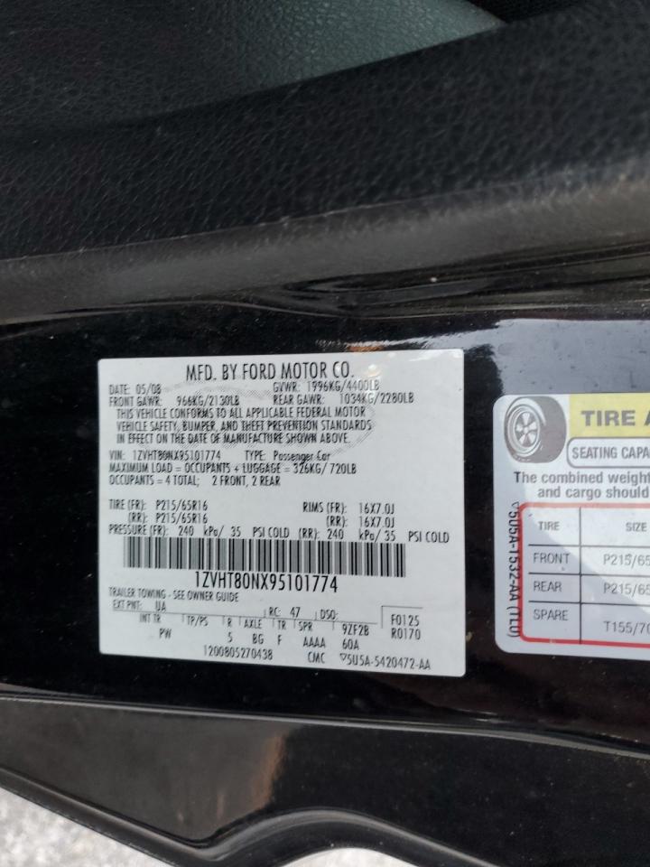 2009 Ford Mustang VIN: 1ZVHT80NX95101774 Lot: 85192005