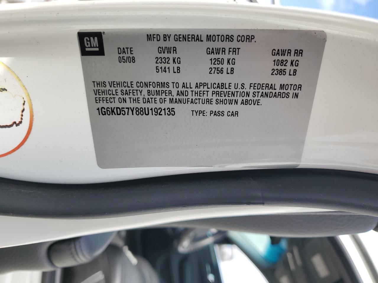 2008 Cadillac Dts VIN: 1G6KD57Y88U192135 Lot: 81384895