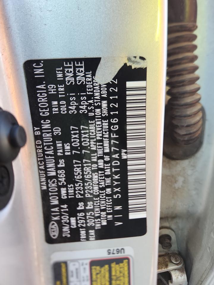 2015 Kia Sorento Lx VIN: 5XYKTDA77FG612122 Lot: 84250765