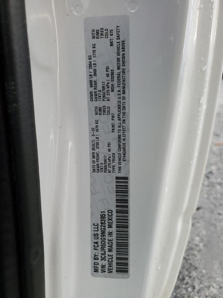 2022 Ram 1500 Classic Tradesman VIN: 3C6JR6DG9NG283951 Lot: 90508395