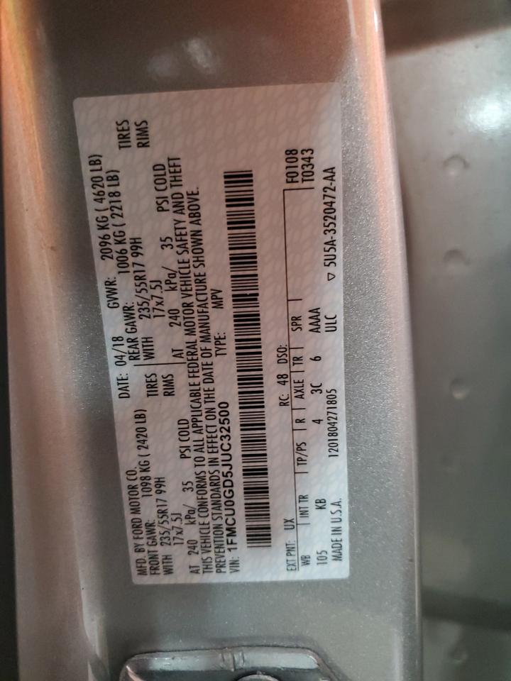 2018 Ford Escape Se VIN: 1FMCU0GD5JUC32500 Lot: 87228315