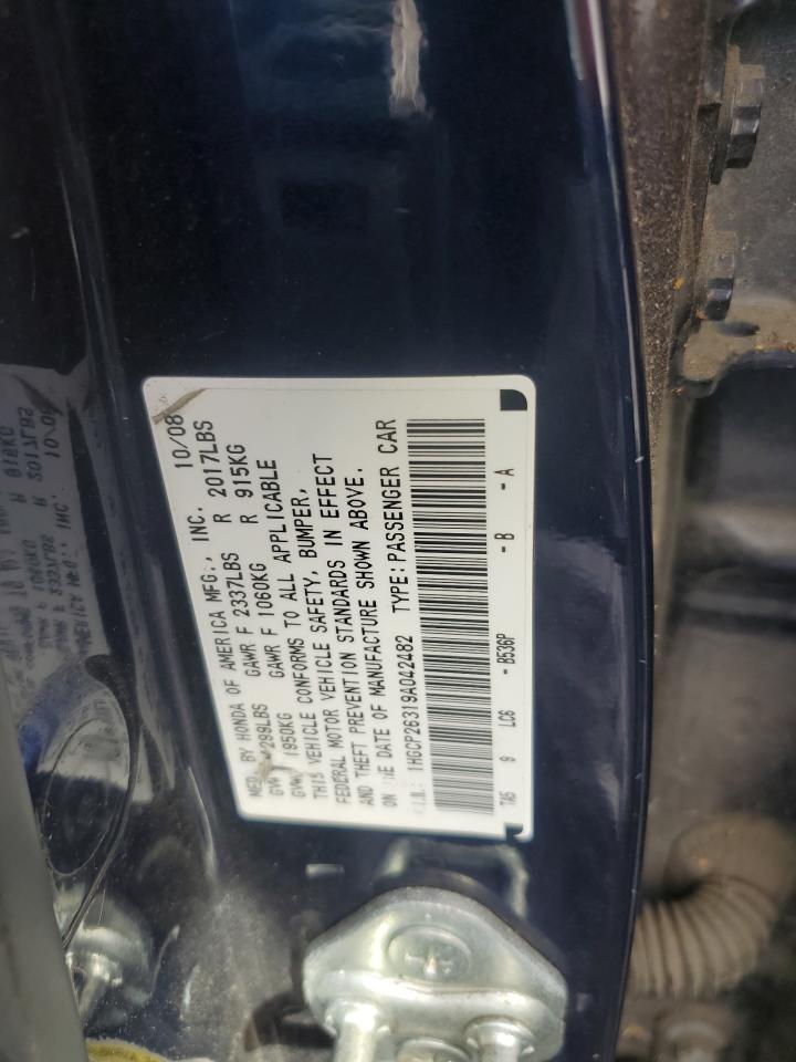 2009 Honda Accord Lx VIN: 1HGCP26319A042482 Lot: 85174745