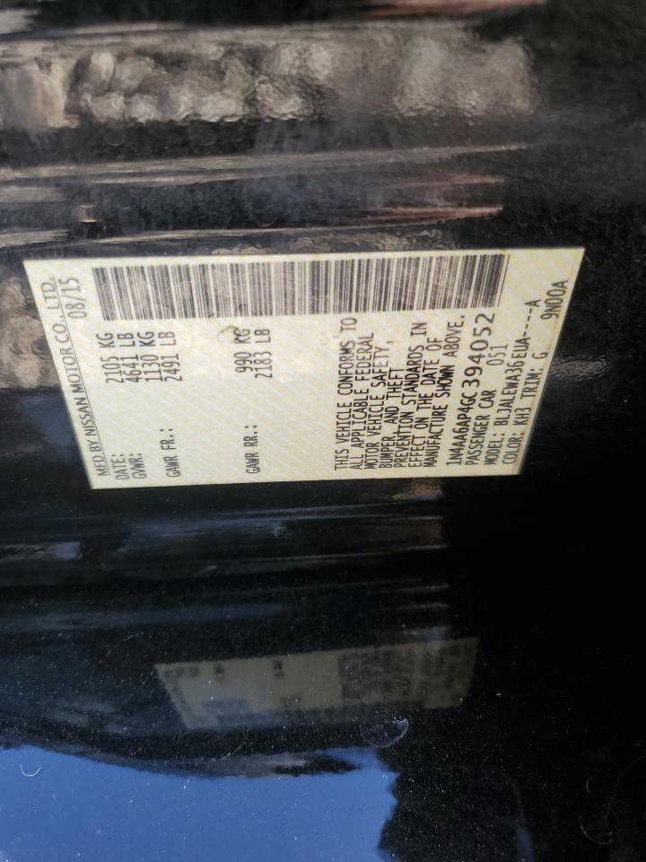 2016 Nissan Maxima 3.5S VIN: 1N4AA6AP4GC394052 Lot: 86093175