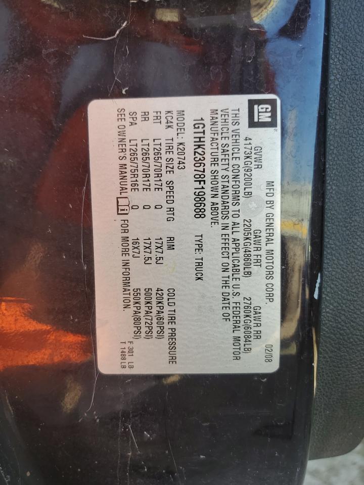 2008 GMC Sierra K2500 Heavy Duty VIN: 1GTHK23678F198688 Lot: 86259295