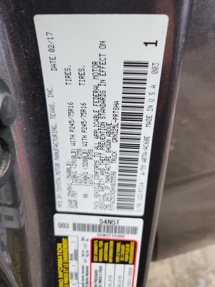 2017 Toyota Tacoma Double Cab VIN: 5TFAZ5CN3HX035598 Lot: 86334325