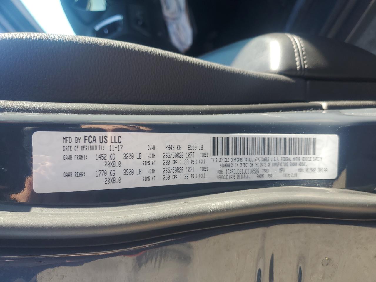 2018 Dodge Durango Gt VIN: 1C4RDJDG1JC116526 Lot: 87191865