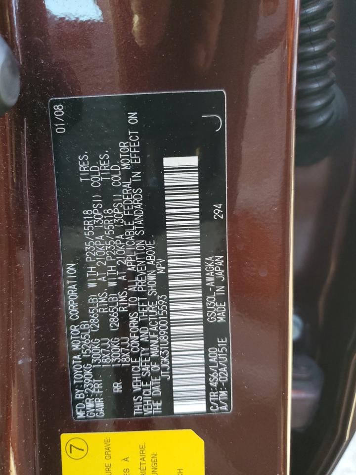 2009 Lexus Rx 350 VIN: JTJGK31U890015593 Lot: 85599115