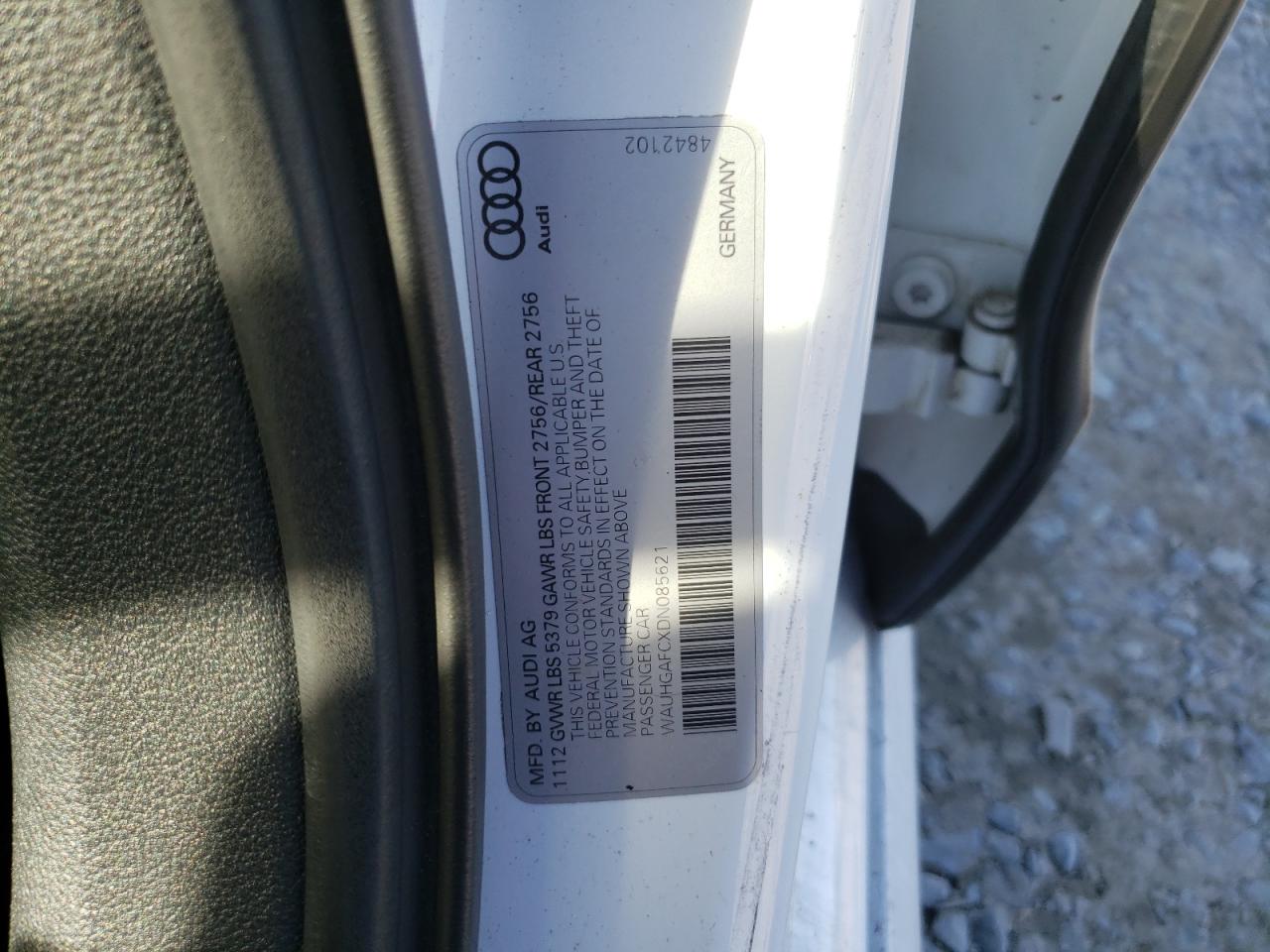 2013 Audi A6 Prestige VIN: WAUHGAFCXDN085621 Lot: 87068465