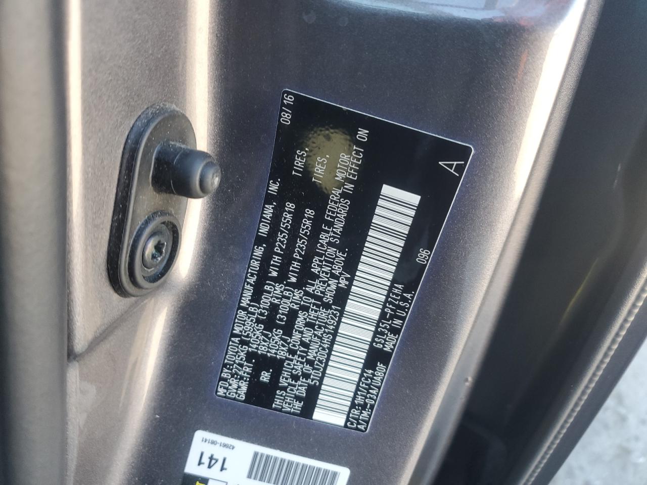 2017 Toyota Sienna Le VIN: 5TDJZ3DC4HS149231 Lot: 87120195