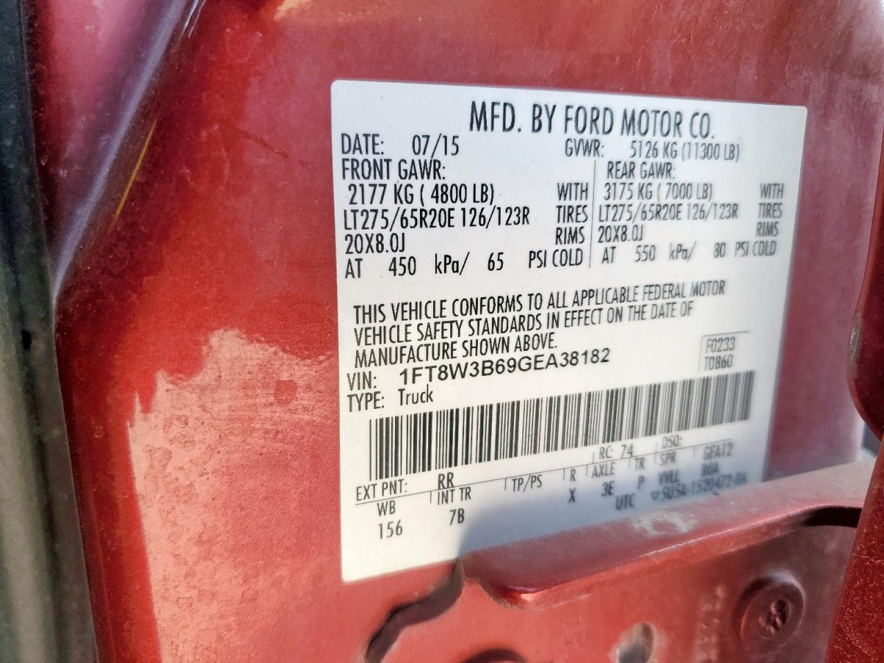 2016 Ford F350 Super Duty VIN: 1FT8W3B69GEA38182 Lot: 85688445